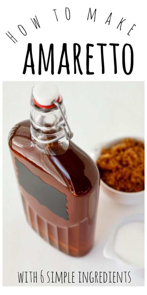 Diy Gifts For Adults, Amaretto Drinks Recipes, Homemade Amaretto, Diy Liquor, Amaretto Recipe, Amaretto Drinks, Homemade Liqueur Recipes, Homemade Kahlua, Homemade Alcohol