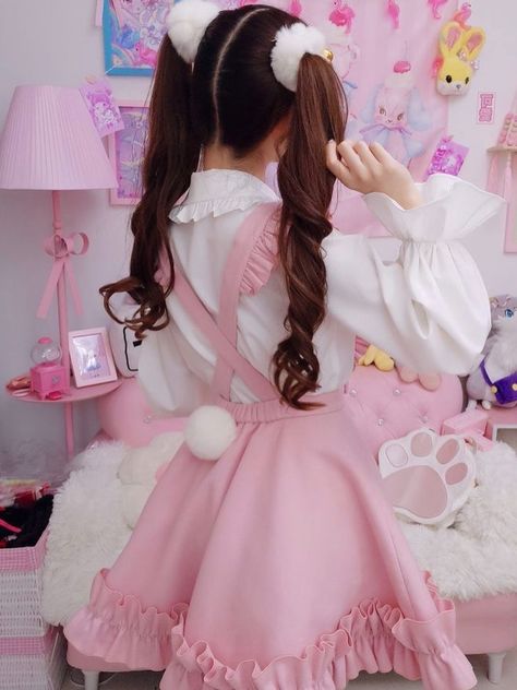 Pigtails Hairstyle, Magic Clothes, Pig Tails, Double Ponytail, Ace Pride, Kawaii Fashion Outfits, Maid Dress, Girl Inspiration, Suspender Dress