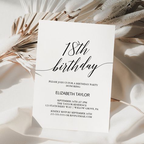 Eighteenth Birthday Invitation, Invitation Birthday 18th, 18th Birthday Invitation Ideas, Debut Invitation 18th, 18th Birthday Party Invitations, 18th Debut Ideas, 18th Birthday Invites, 18th Birthday Invitation, Birthday Romantic