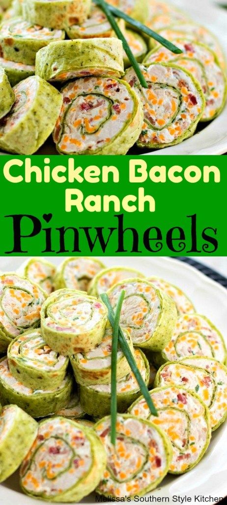 Chicken Bacon Ranch Pinwheels - melissassouthernstylekitchen.com Pinwheels Chicken, Chicken Bacon Ranch Pinwheels, Bacon Ranch Pinwheels, Ranch Pinwheels, Bacon Appetizers, Chicken Appetizers, Pinwheel Recipes, Egg Sandwich, Amazing Appetizers