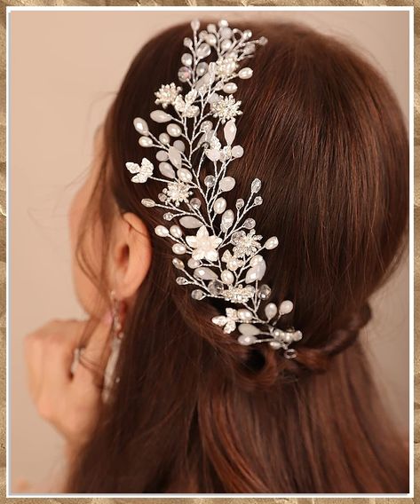 Looking for the perfect winter bridal hair accessories to add some sparkle and shine to your wedding day look? Check out our top 9 must-try options that will make you feel like a winter princess. From delicate snowflake hairpins to glamorous crystal headbands, we've got you covered. Get ready to wow your guests with these stunning winter hair accessories. Wedding Flower Hair, Crystal Bridal Headband, Girls Headband, Band Jewelry, Headband Hair, Hair Vine, Pearl Hair, Crystal Hair, Silver Crystal