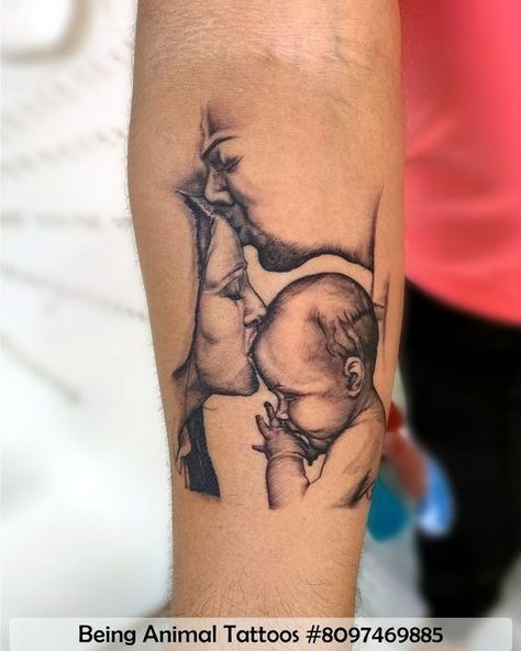 Tattoo For Mother And Father, Father Mother Son Tattoo, Tattoo Of Mother And Son, Tattoo For Father And Son, Father Mother And Son Tattoo, Wife And Son Tattoo For Men, Father Mother Daughter Tattoo, Mother Daughter Father Tattoos, Mother Father Tattoo Design