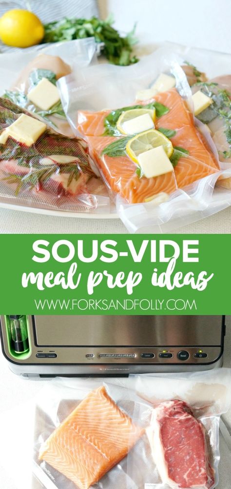 Sous-Vide Meal Prep Ideas - Forks and Folly Meals In Bulk, Instant Pot Sous Vide, Resep Makanan Beku, Vacuum Sealing Food, Sous Vide Recipes, Sous Vide Cooking, Meal Prep Ideas, Food Saver, Cooking Basics