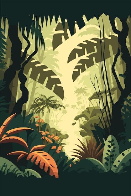 Tropical Pond, Jungle Drawing, Jungle Cartoon, Jungle Background, Jungle Painting, Jungle Mural, Jungle Tree, Color Cartoon, Jungle Scene