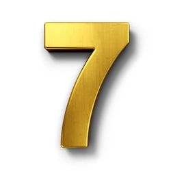 3d rendering of the number 7 in gold metal on a white isolated background. V Logo Design, Golden Number, Gold Stock, Logo Number, Heart Template, Number Design, Alphabet Design, Number 7, Happy Birthday Images