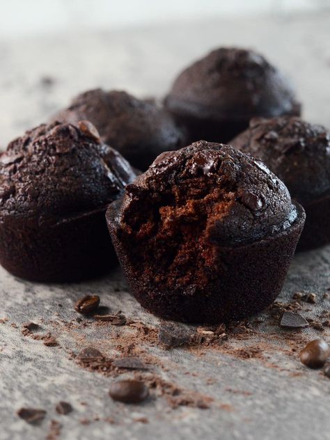 Decadent Double Chocolate Espresso Muffins Espresso Muffins, Devils Food Cake Mix, Joy Bauer Recipes, Chocolate Pumpkin Muffins, Double Chocolate Chip Muffins, Joy Bauer, Double Chocolate Muffins, Devils Food Cake Mix Recipe, Pumpkin Muffin Recipes