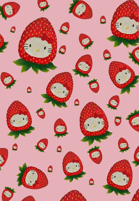 'Hello kitty Hello Kitty Fresa, Journaling Essentials, Wallpaper Watch, Hello Kitty Strawberry, Phone Setup, Phone Customization, Arte Grunge, Sanrio Wallpaper, Hello Kitty Wallpaper