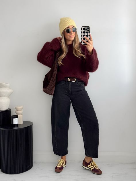 Curve Love Mid Rise Barrel Jean curated on LTK How To Style Mid Rise Jeans, Winter Barrel Jeans Outfit, Shoes To Wear With Barrel Jeans, Barrel Jeans Winter Outfit, Free People Barrel Jeans Outfit, Barrel Jean Outfit, Black Cropped Jeans Outfit, Barrel Jeans Outfit Fall, Barrel Jeans Outfit Winter