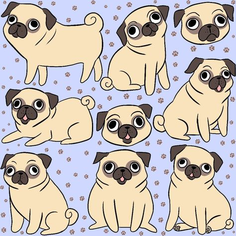 Cute cartoon pug illustration pattern Pug Illustration, Different Dogs, Cute Pugs, Blanket Designs, Pattern Illustration, Blankets For Sale, I Love Dogs, Cute Cartoon, Fur Babies