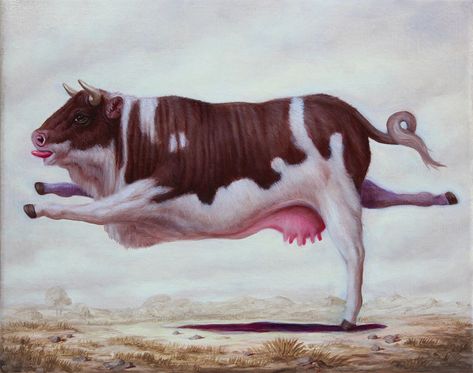 Warrior 3, Bizarre Art, Animal Symbolism, Lowbrow Art, Cow Art, Silly Animals, Oui Oui, Weird Art, Surreal Art