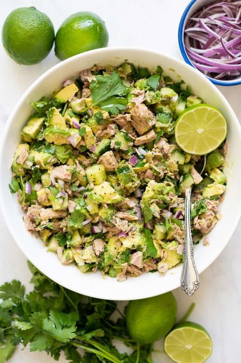 Avocado And Tuna, Morning Recipes, Chickpea Tuna Salad, Avocado Tuna, Healthy Tuna Salad, Avocado Tuna Salad, Tuna Salad Sandwich, Tuna Salad Pasta, Healthy Tuna