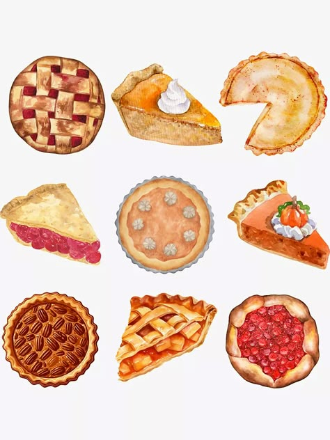 "Thanksgiving Pie" Sticker for Sale by SDGcreative | Redbubble Pie Doodle, Dessert Types, Pie Sticker, Pie Drawing, Thanksgiving Stickers, Pies Art, Thanksgiving Pie, Thanksgiving Pies, Cool Food