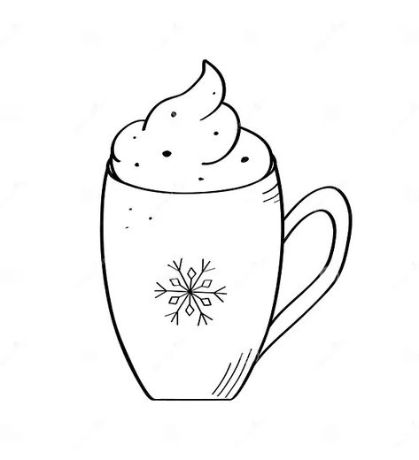 Delicious Hot Chocolate with Marshmallows. Christmas Hot Drinks Doodle Style. Stock Vector - Illustration of coffee, sketch: 339633305 Hot Chocolate Illustration Art, Hot Chocolate Doodle, Hot Chocolate Coloring Pages, Drinks Doodle, Christmas Hot Drinks, Hot Chocolate Drawing, Hot Chocolate With Cream, Coffee Sketch, Hot Chocolate With Marshmallows