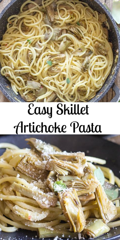 Pasta Dinner Recipes Easy, Artichoke Spaghetti, Italian Skillet, Easy Italian Pasta, Italian Pasta Recipe, Noodle Doodle, Easy Pasta Dinner Recipes, Artichoke Pasta, Easy Skillet