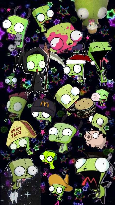 Gir From Invader Zim Wallpaper, Gir Invader Zim Pfp, Gir From Invader Zim, Scene Wallpaper, Lgbtq Funny, Dragon Puppet, Y2k Wallpaper, Dog Coloring Page, Scene Kids