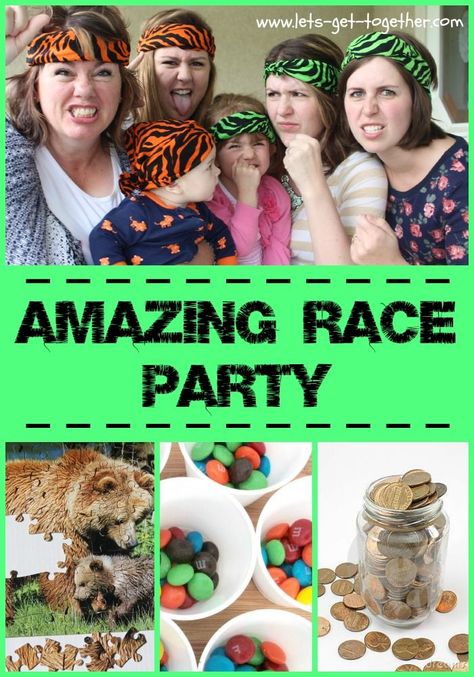 Awesome amazing race party, complete with ready-to-print (or personalize) clues for each team. Party Challenges, Amazing Race Birthday Party, Amazing Race Ideas, Amazing Race Challenges, Amazing Race Games, Race Birthday Party, Race Birthday, Amazing Race Party, Rally Idea