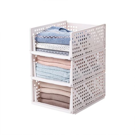 PRICES MAY VARY. Our Storage Shelf is made of environmentally friendly PP material, which is sturdy and durable. Multi-functional Storage Shelf can be in wardrobe, dresser, bathroom. No assembly is required. The Storage Basket with two handles for easy carry and movement. The Modern and Stylish Design fits seamlessly into your existing décor of any room. Product Dimension:13"Wx17"Dx9.5"H HANAMYA Home Storage products are well made of sturdy and durable plastic material. An organized and Comforta Organiser Son Dressing, Shelf Divider, Folding Wardrobe, Wardrobe Storage Boxes, Closet Organizer With Drawers, Wardrobe Organizer, Shelf Dividers, Storage Products, Stackable Storage Bins