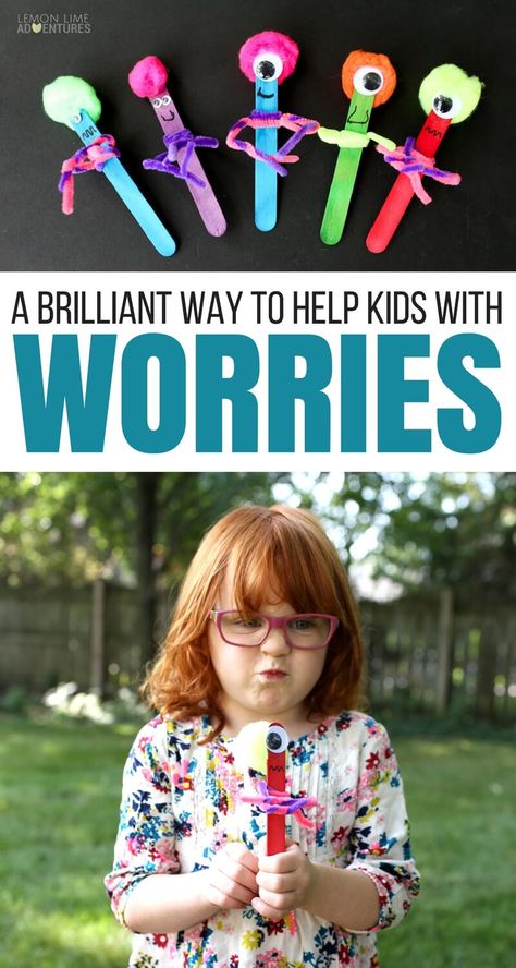 A Brilliant Way to Help Kids with Big Worries - Worry Monster Craft Wellbeing Activities, Mental Health Week, Mental Health Activities, Health Activities, School Social Work, Counseling Activities, Mindfulness For Kids, Child Therapy, Mindfulness Activities