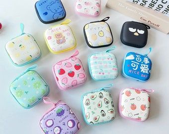 Cute Ipod Cases, Headphone Storage, Cute Coin Purse, Headphone Holder, Earbuds Case, Cute School Supplies, Ipod Cases, Cable Organizer, Fruit Pattern