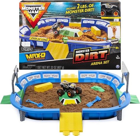 Amazon.com: Monster Jam, Monster Dirt Arena 24-inch Playset with 2lbs of Monster Dirt and Exclusive 1:64 Scale Die-Cast Monster Jam Truck : Toys & Games Monster Jam Toys, Monster Truck Toys, Toys By Age, Kinetic Sand, Monster Jam, Kids Gift Guide, Drive Through, Disney Pixar Cars, Pixar Cars