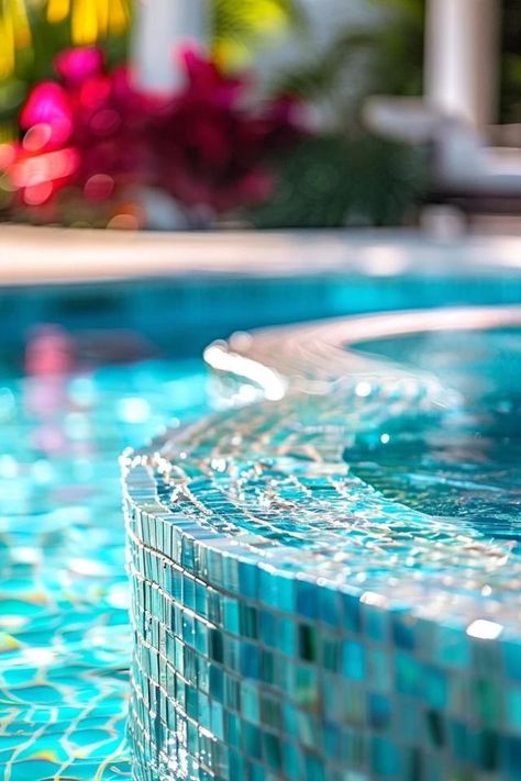 Refreshing Pool Tile and Coping Design Tips Tile Pool Ideas, Swimming Pool Tiles Ideas, Pool Coping And Tile, Pool Tile And Coping, Pool Coping Ideas, Pool And Patio Ideas, Pool Coping Tiles, Spa Tile, Rectangle Pool