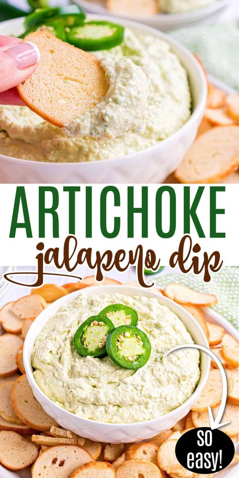 Cold and creamy with a kick, this Artichoke Jalapeno Dip packs a ton of flavor! Skip the store bought party dips and make your own in just minutes. Artichoke Jalapeno Dip, Blt Dip Recipe, Jalapeno Dip, Viral Recipes, Mini Bagels, Bagel Bites, Shugary Sweets, Easy Appetizers, Party Dips