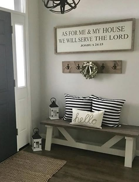 Interior Farmhouse, Entry Way Ideas, Casa Country, Foyer Decorating, Gorgeous Interiors, Farmhouse Decor Ideas, Entryway Ideas, Farmhouse Decor Living Room, Home Entrance Decor