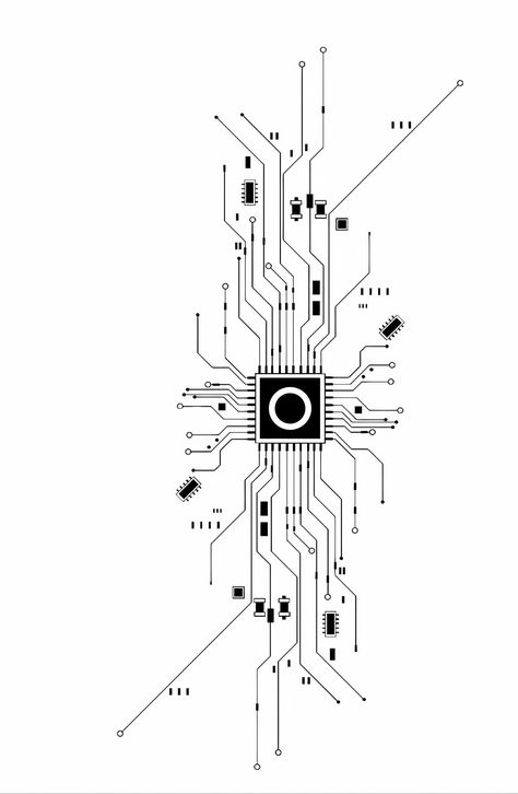 Computer Chip Tattoo, Tech Tattoo Ideas, Circuit Wallpaper, Computer Tattoo, Runner Tattoo, Circuit Drawing, Electronic Tattoo, Tech Tattoo, Geometric Line Tattoo