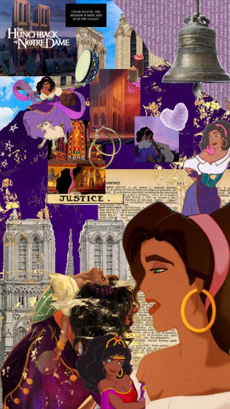 Strong independent women (Esmeralda) from hunchback of Notre dame #disney #beauty #wallpaper #art #esmerelda #hunchbackofnotredame Notre Dame Wallpaper, Notre Dame Disney, Esmeralda Disney, Movie Collage, Disney Character Art, Animation Disney, Hunchback Of Notre Dame, Strong Independent, Disney Collage