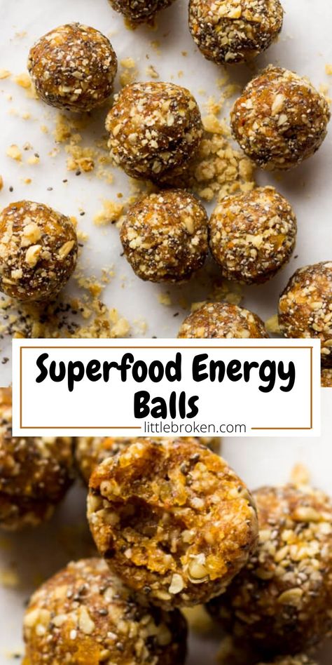 Loaded with protein boosting nuts, heart healthy flaxseed, chia seeds, and sweetened with dried fruit. These little energy balls are a perfect on-the-go snack! Heart Healthy Energy Balls, Flaxseed Protein Balls, Chia Seeds Food Recipes, Ayurvedic Energy Balls, Fiber Balls Healthy, Chia Seed Energy Bites, Flaxseed Energy Balls, Protein Balls With Chia And Flax Seeds, Chia Seed Energy Balls