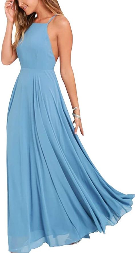 Light Blue Dress Formal, Prom Dress With Pockets, Bridesmaid Dresses Floor Length, Light Blue Prom Dress, A Line Prom Dress, Halter Bridesmaid Dress, Formal Prom Dresses, Prom Dresses With Pockets, Banquet Dresses