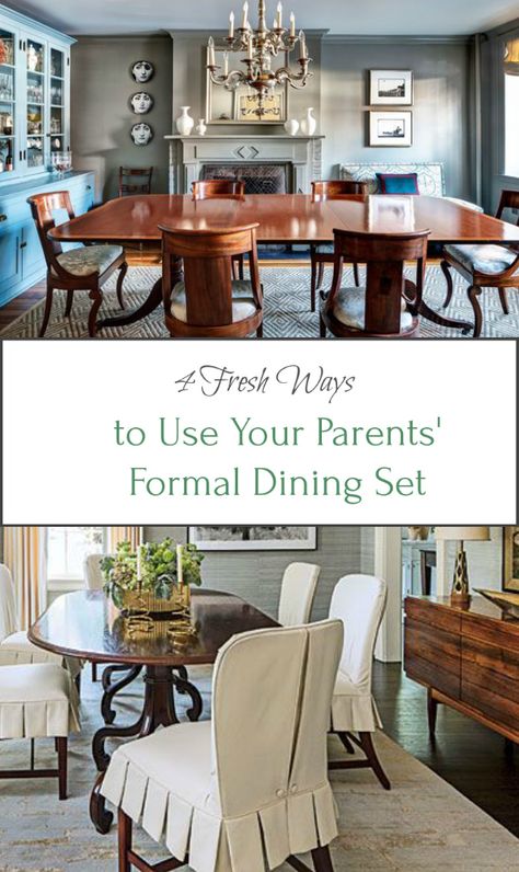 4 fresh ways dining set Updated Traditional Dining Room, Antique Dining Room Sets, Formal Dining Room Table, Traditional Dining Room Table, Dining Chair Makeover, Formal Dining Room Sets, Dinning Room Sets, Antique Dining Room, Glow Design