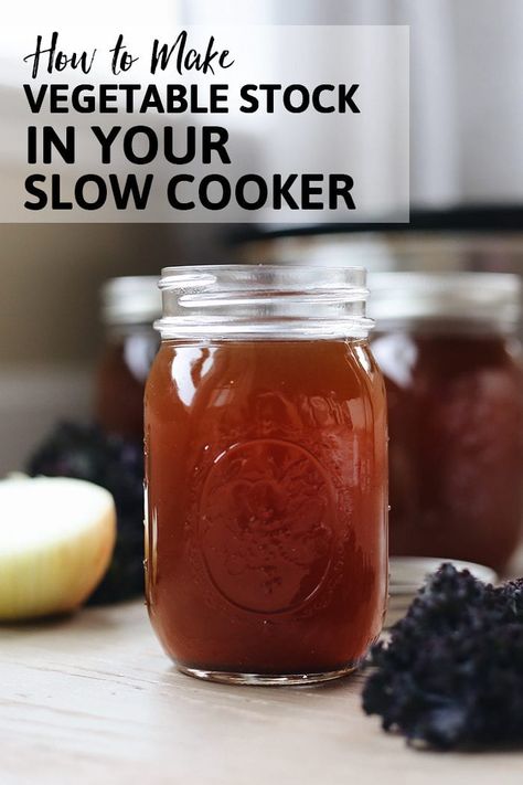 How To Make Vegetable Stock in Your Slow Cooker - The Healthy Maven Recipes With Ham Broth, Crockpot Favorites, Slow Cooker Chicken Healthy, Crockpot Recipes Chicken, Slow Cooker Ham, Fantastic Recipes, Crock Pot Ideas, Stock Recipes, Homemade Soups