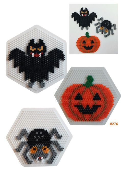 Hama Beads Halloween, Halloweenpyssel Barn, Bead Pumpkin, Bricolage Halloween, Easy Perler Bead Patterns, Melty Bead Patterns, Pearl Beads Pattern, Easy Perler Beads Ideas, Art Perle