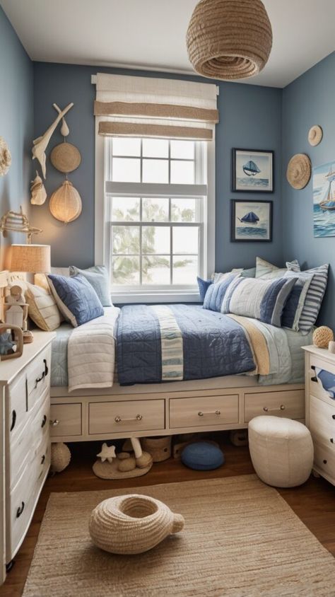 27 Best Beach-Themed Kids' Bedroom Inspiration - visuora Kids Coastal Bedroom, Bedroom Kids Girl, Coastal Teen Bedroom, Coastal Kids Bedroom, Bedroom Ideas Coastal, Kids Beach Room, Coastal Kids Room, Nautical Kids Bedroom, Beach House Kids Room