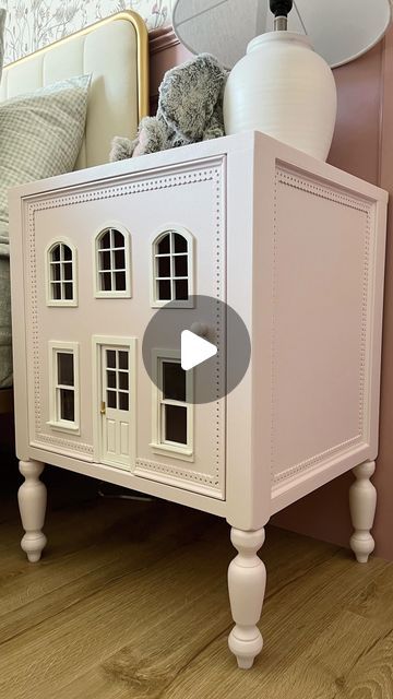 Emily | diy & design on Instagram: "Have you ever seen a sweeter nightstand?! Pretty sure this is in my top 3 builds of all time!" Nightstand Chair Diy, Doll House Night Stand Diy, Diy Dollhouse Nightstand, Nightstand Makeover Diy, Pink Nightstand, Girl Nightstand, Diy Night Stand, Pink Nightstands, Nightstand Makeover