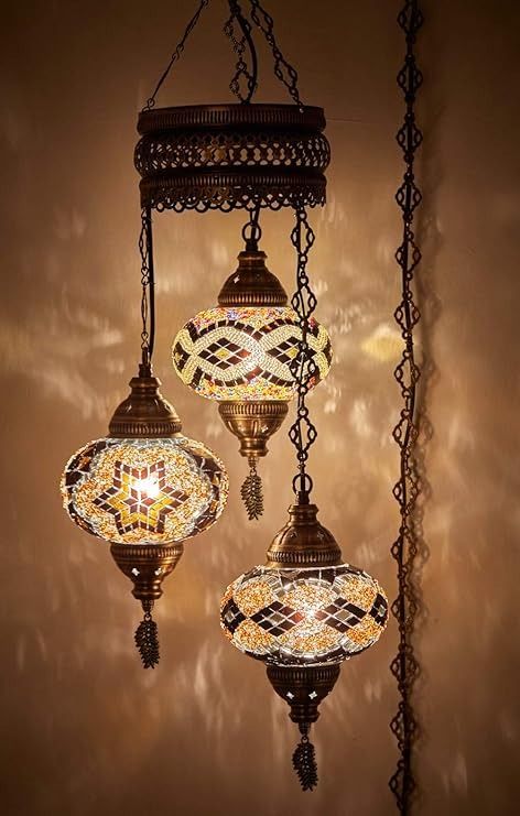 DEMMEX Turkish Moroccan Mosaic Hardwired OR Swag Plug in Chandelier Light Ceiling Hanging Lamp Pendant Fixture, 3 Big Globes (3 X 7 Globes Swag) - Amazon.com Mosaic Ceiling, Plug In Chandelier, Turkish Lamp, Hanging Ceiling Lamps, Turkish Lamps, Lamp Pendant, Moroccan Mosaic, Pendant Fixture, Ceiling Hanging