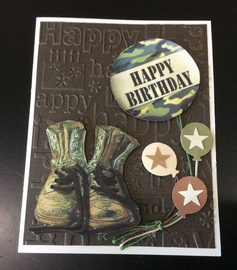 Soldier angel birthday card. Army Cards Handmade, Military Cards Ideas, Retirement Scrapbook, Happy Birthday Army, Lekker Verjaar, Angel Birthday, Birthday Cards Images, Army's Birthday, Military Cards