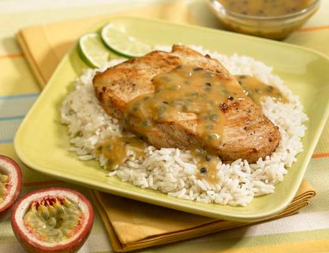 Passion Fruit Sauce On Chicken - The Produce Moms Passion Fruit Sauce, Fruit Chicken, Okinawan Sweet Potato, Passionfruit Recipes, Vegetables For Babies, Fruit Sauce, Chicken And Rice, Lime Chicken, Fruit Vegetables