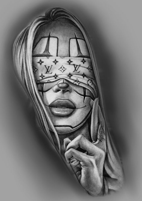 Chicano Arm Tattoo, Gangsta Female Tattoo, Chest Tattoo Flash, Chicano Sleeve Tattoos For Women, Mens Arm Sleeve Tattoos, The World Is Yours Tattoo Design, Gangsta Woman Tattoo, Hustler Tattoo, Chicano Tattoo Design