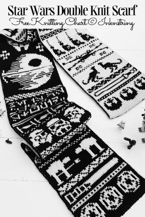 Double Knit Scarf, Halloween Knitting Patterns, Star Wars Blanket, Knitted Scarfs, Double Knitting Patterns, Star Wars Crochet, Star Wars Crafts, Knitting Patterns Free Scarf, Knitting Machine Patterns