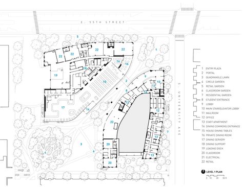 Gallery of University of Chicago Campus North Residential Commons / Studio Gang - 34 Housing Interior Design, Housing Interior, Block Plan, Campus Design, Concept Models Architecture, University Architecture, University Of Chicago, Student Housing, Student House