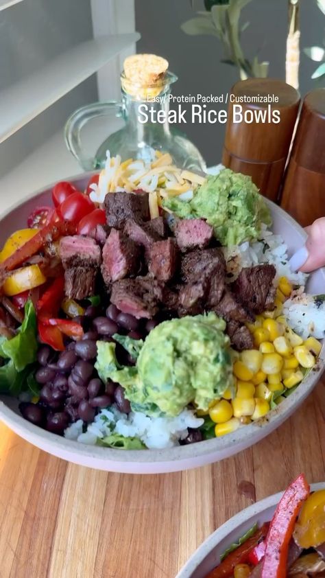 Instagram Chipotle Meat, Tortilla Quiche, Steak Rice, Rice Recipes Vegan, Steak And Rice, Seasoned Rice Recipes, Steak Side Dishes, Cube Steak Recipes, Lentil Soup Recipes