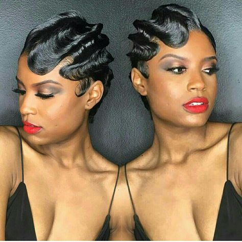 ★★★★★ Prohibition Style, Wave Hairstyles, Finger Waves Short Hair, Sleek Braided Ponytail, Swoop Bangs, Finger Wave Hair, Finger Wave, Short Hair Waves, Black Hair Updo Hairstyles