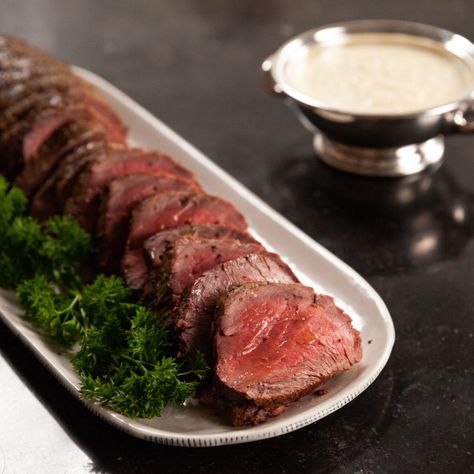 Filet of Beef with Mustard Horseradish Sauce by Ina Garten Horseradish Sauce Recipe, Filet Of Beef, Beef Filet, Healthy Cook Books, Horseradish Sauce, Beef Tenderloin, Make Ahead Meals, Food Trends, Beef Dishes