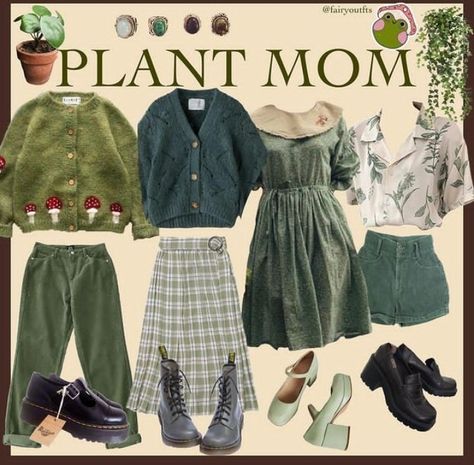 Plant Mom Outfits, Plant Mom Aesthetic Outfit, Aesthetic Clothes Grunge, Plant Mom Aesthetic, Mom Aesthetic, Witch Fashion, Plant Mom, Hippie Outfits, Back To Nature