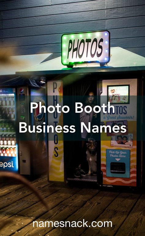 Find 10 original names for your photo booth business. How To Start A Photo Booth Business, Photobooth Name Ideas, Salsa Photo Booth, Photo Booth Names Ideas, Photo Booth Business Names, Photo Booth Business Start, Cute Business Names, Photobooth Business, Polaroid Photo Booths