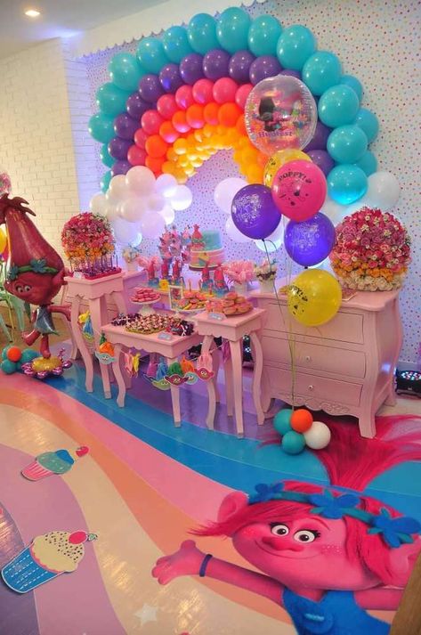 Trolls  Birthday Party Ideas | Photo 9 of 10 Diy Trolls Birthday Party, Trolls Birthday Party Cake, Trolls Birthday Party Ideas, Troll Party Theme, Trolls Birthday Cake, My Little Pony Birthday Party, Little Pony Birthday Party, Trolls Birthday Party, Troll Party