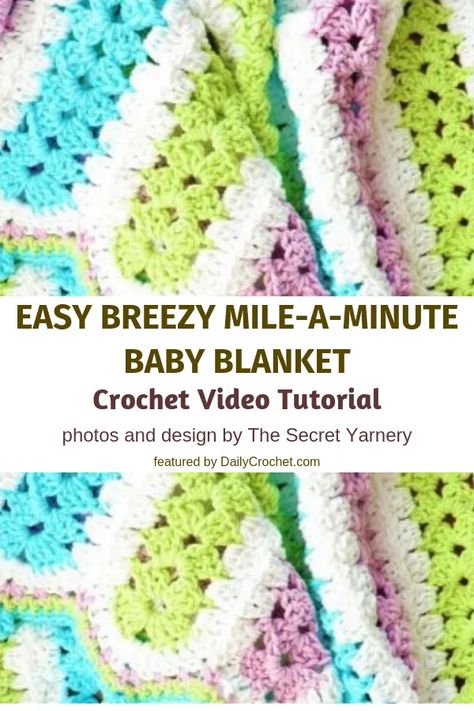 Super Fast Mile-A-Minute Crochet Baby Blanket Video Tutorial - Knit And Crochet Daily Mile A Minute Crochet, Crochet Mile A Minute, Fast Crochet, Crochet Baby Blanket Free Pattern, Easy Crochet Baby Blanket, Easy Crochet Patterns Free, Easy Crochet Stitches, Easy Crochet Baby, Baby Afghan Crochet