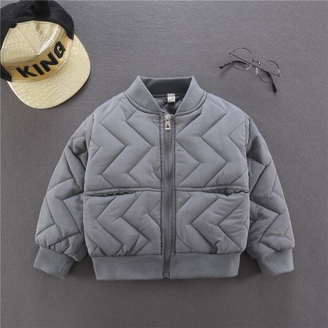 Boys Texture Solid Baseball Jacket Wholesale Boys Clothing - PrettyKid Toddler Boy Christmas Sweater, Kids Coats Girls, Kids Winter Jackets, Boys Winter Coats, Baby Boy Jackets, Baseball Girls, Boy Outerwear, Warm Winter Jackets, Toddler Winter